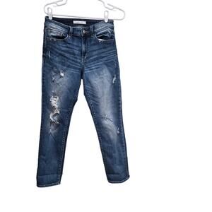 Willow + Root The Everyday Jean Womens 27 Distressed Slim Straight Medium Wash